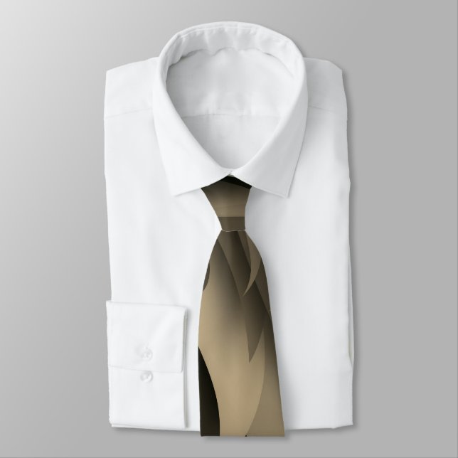 Wave of Brown and Tan Modern Art Tie (Tied)