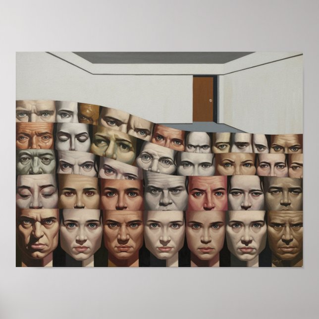 "Wave of Faces" Design Print Poster Wall Art  (Front)