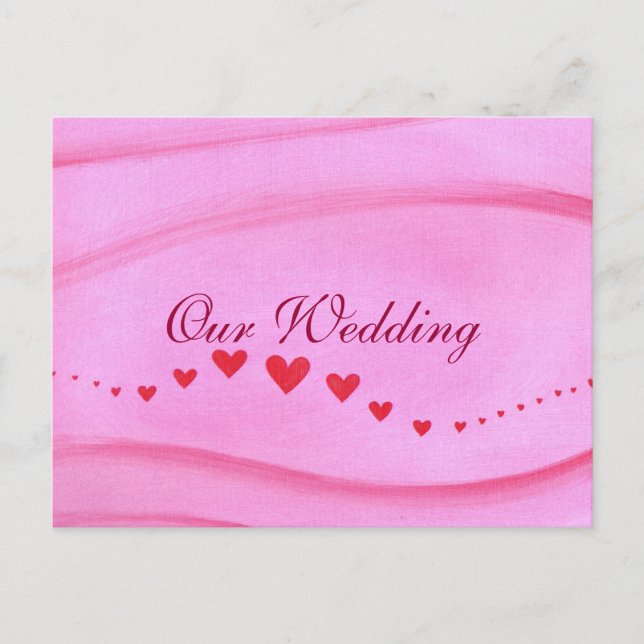 Wave of Red Hearts Wedding Invitation Cartes posta (Devant)