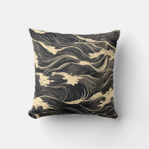Wave Pattern Coastal Style Throw Pillow