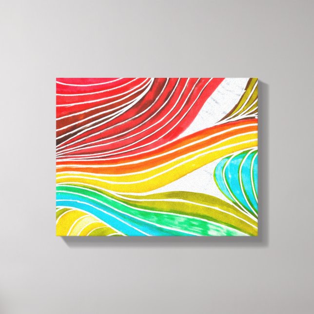 Wave Pattern Drawn By Watercolor Paints Canvas Print (Front)