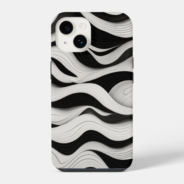 Wave Pattern Line Art iPhone Case (Back)