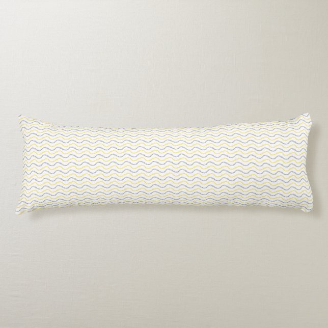 Wave Pattern Yellow & Grey Body Pillow (Front)