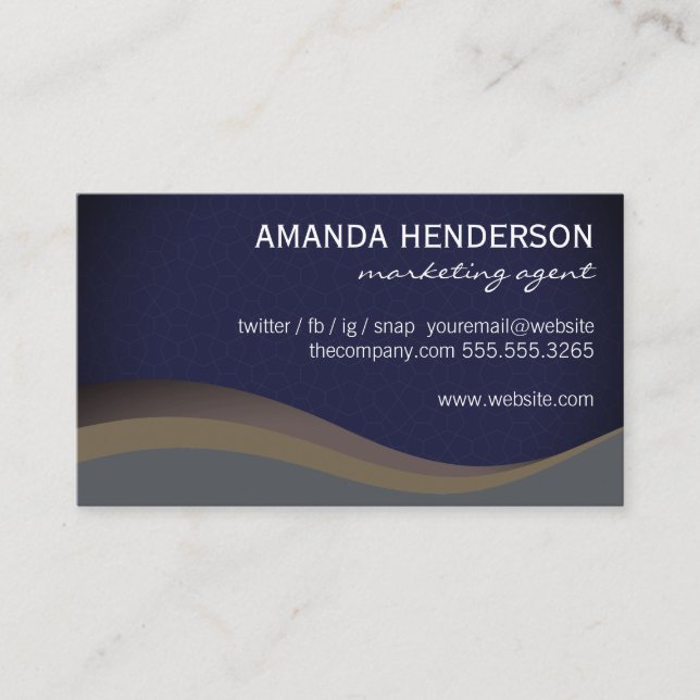 Wave Patterns / Blue Business Card (Front)