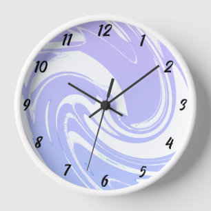Wave Patterns Blue Purple White Colourful Cute Clock