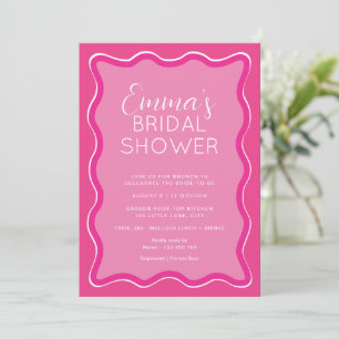 Wave Pink White Bridal Shower Invitation