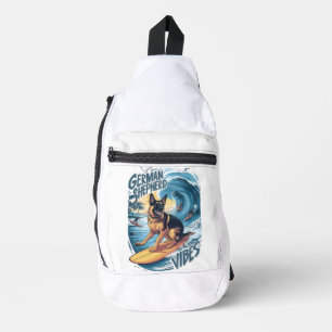 Wave Rider: A German Shepherd Surfing Sling Bag