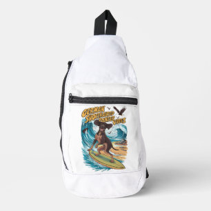 Wave Rider German Shorthaired Pointer Surfing  Sling Bag