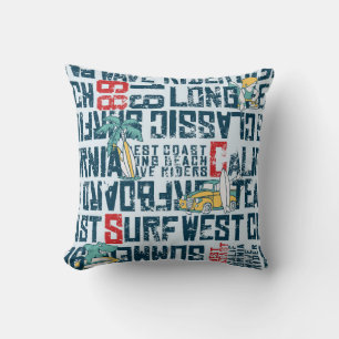 Wave rider west coast California surfing team grun Throw Pillow