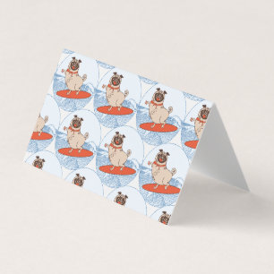 Wave riding happy pug dog on surfboard  scarf band