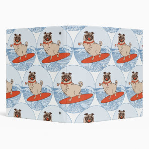 Wave riding happy pug dog on surfboard scarf band binder