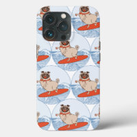 Wave riding happy pug dog on surfboard  scarf band