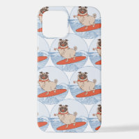 Wave riding happy pug dog on surfboard  scarf band
