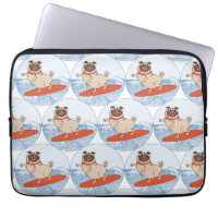 Wave riding happy pug dog on surfboard  scarf band