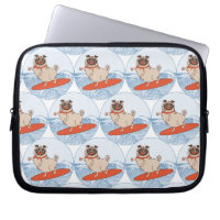 Wave riding happy pug dog on surfboard scarf band