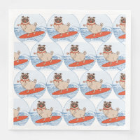 Wave riding happy pug dog on surfboard scarf band