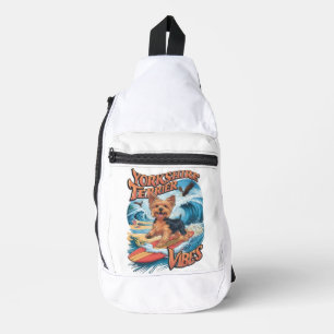 Wave-Riding Yorkshire Terrier Pup Sling Bag