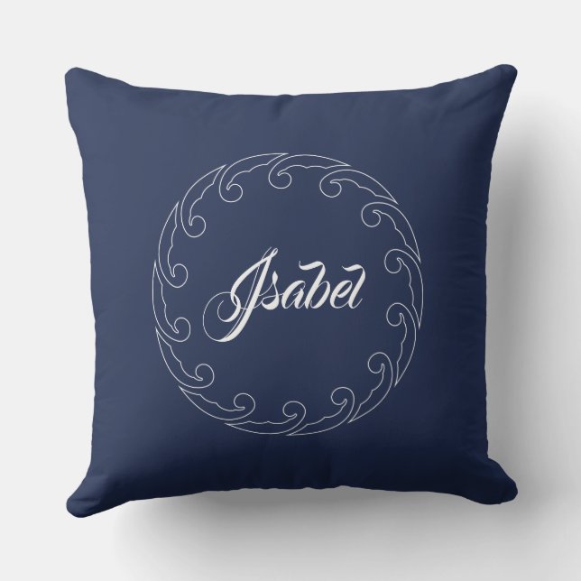 Wave ring with name throw pillow (Back)