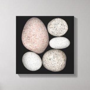 Wave-Rounded Granite Rocks of Various Colours Canvas Print
