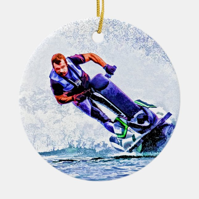 Wave Runner Spray Ceramic Ornament (Front)