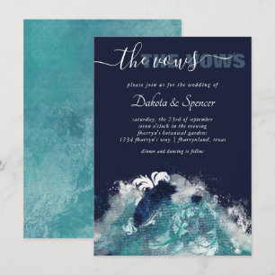 Wave Sublimation   Nautical Tidal Water Blue-Green Invitation