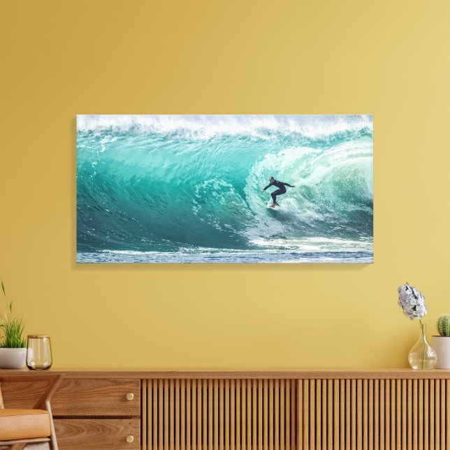 Wave, Surfer, Beautiful Landscape Canvas Print (Insitu(LivingRoom))