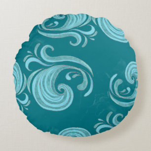 Wave Swirls Round Pillow