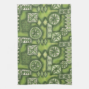 Wave Warrior Hawaiian Tapa Kitchen Towel