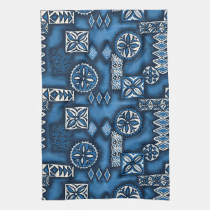 Wave Warrior Hawaiian Tapa Kitchen Towel