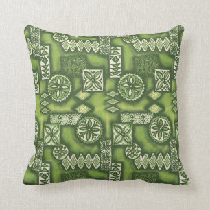 Wave Warrior Hawaiian Tapa Throw Pillow