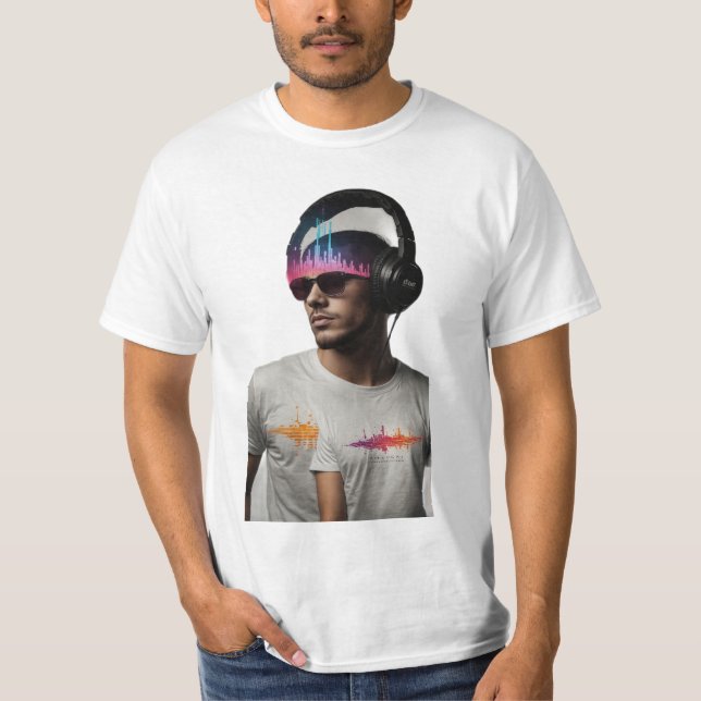 Waveform Beats: Custom DJ Logo T-Shirt Designs (Front)