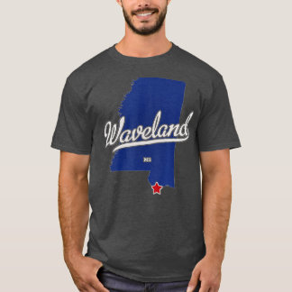 Waveland Mississippi MS Map T-Shirt
