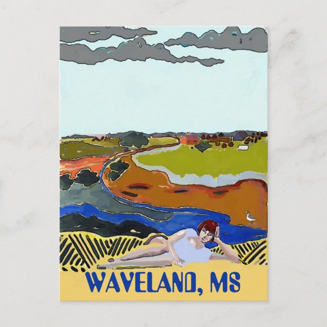 WAVELAND MS, Vintage Style Postcard (Front)