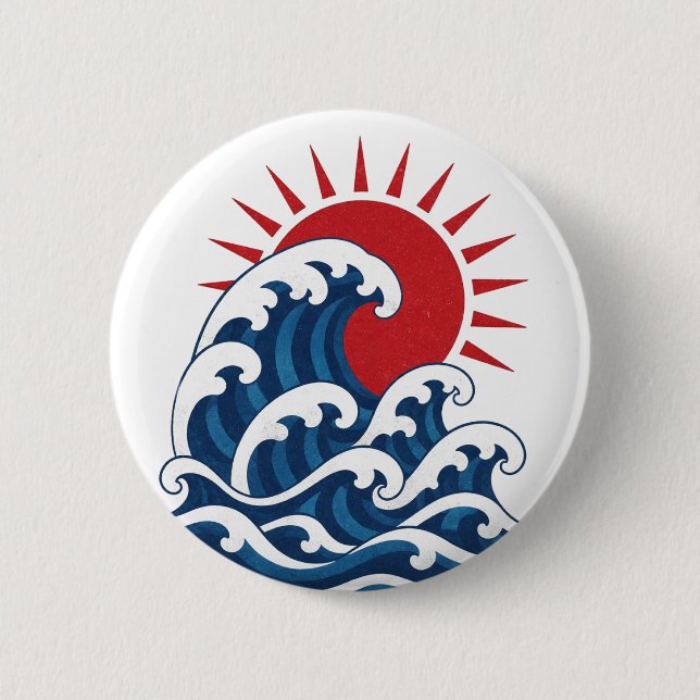 Waves 2 Inch Round Button (Front)