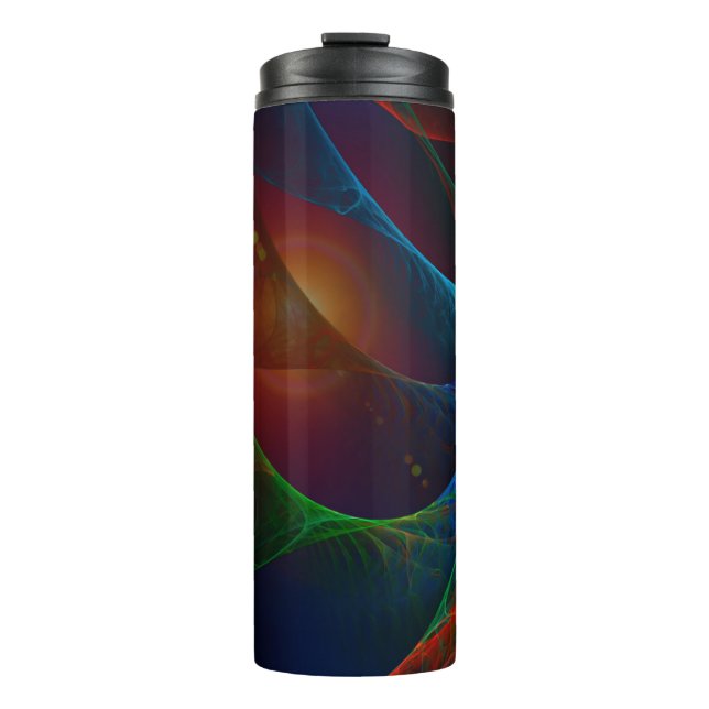 Waves Abstract Flame Fractal 3D Thermal Tumbler (Front)
