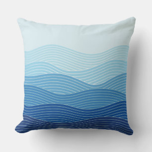 Waves Abstract Minimalist Composition Throw Pillow