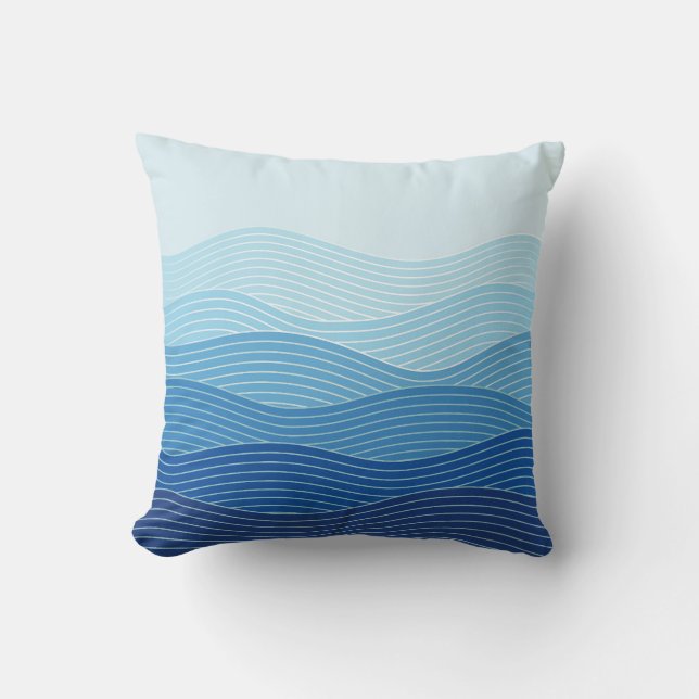 Waves Abstract Minimalist Composition Throw Pillow (Front)
