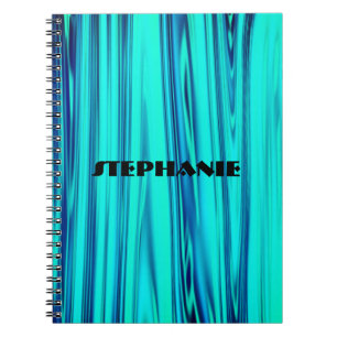 Waves Abstract Ocean Teal Blue Green Ombre Pattern Notebook