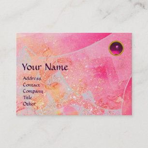 WAVES AMETHYST MONOGRAM,bright pink red purple Business Card