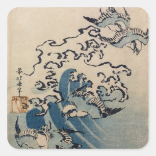 Waves and Birds, c.1825 Square Sticker