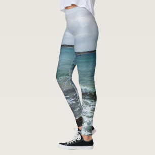 Waves And Fishing Boats On The Ocean, Leggings