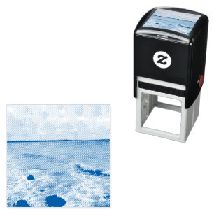 Waves And Fishing Boats On The Ocean, Self-inking Stamp