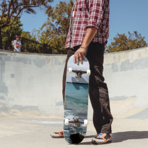 Waves And Fishing Boats On The Ocean,  Skateboard