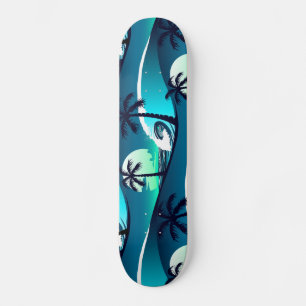 Waves and palm trees skateboard