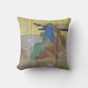 Waves at Matsushima (Left), Tawaraya Sotatsu Throw Pillow