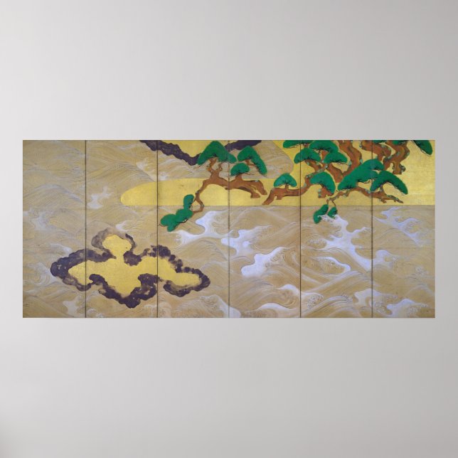 Waves at Matsushima (Right), Tawaraya Sotatsu Poster (Front)