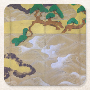 Waves at Matsushima (Right), Tawaraya Sotatsu Square Paper Coaster