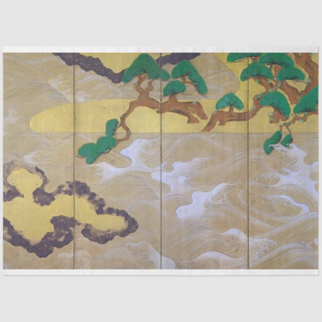 Waves at Matsushima (Right), Tawaraya Sotatsu Tissue Paper (Front)