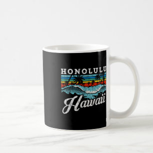 Waves Beach Honolulu Hawaiian Summer Surfing Retro Coffee Mug