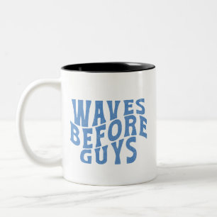 Waves Before Guys Summer Girls Beach Vacation Two-Tone Coffee Mug